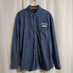 Vintage Watts Bar Nuclear Power Plant Long Sleeve Button Down Denim Shirt